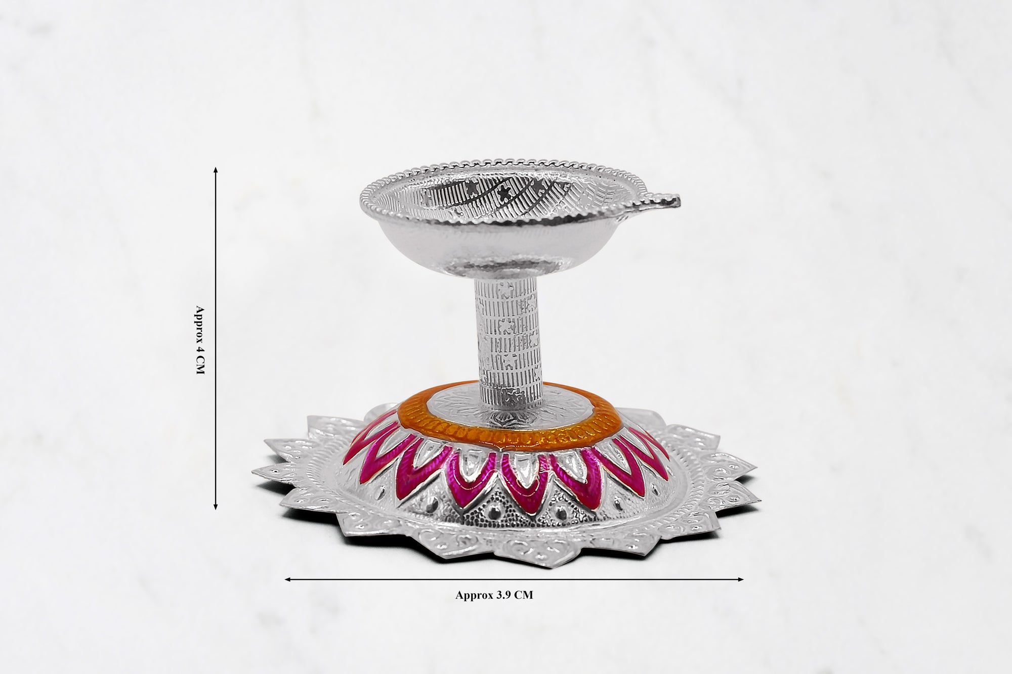 Pink and Yellow Meenakari Diya