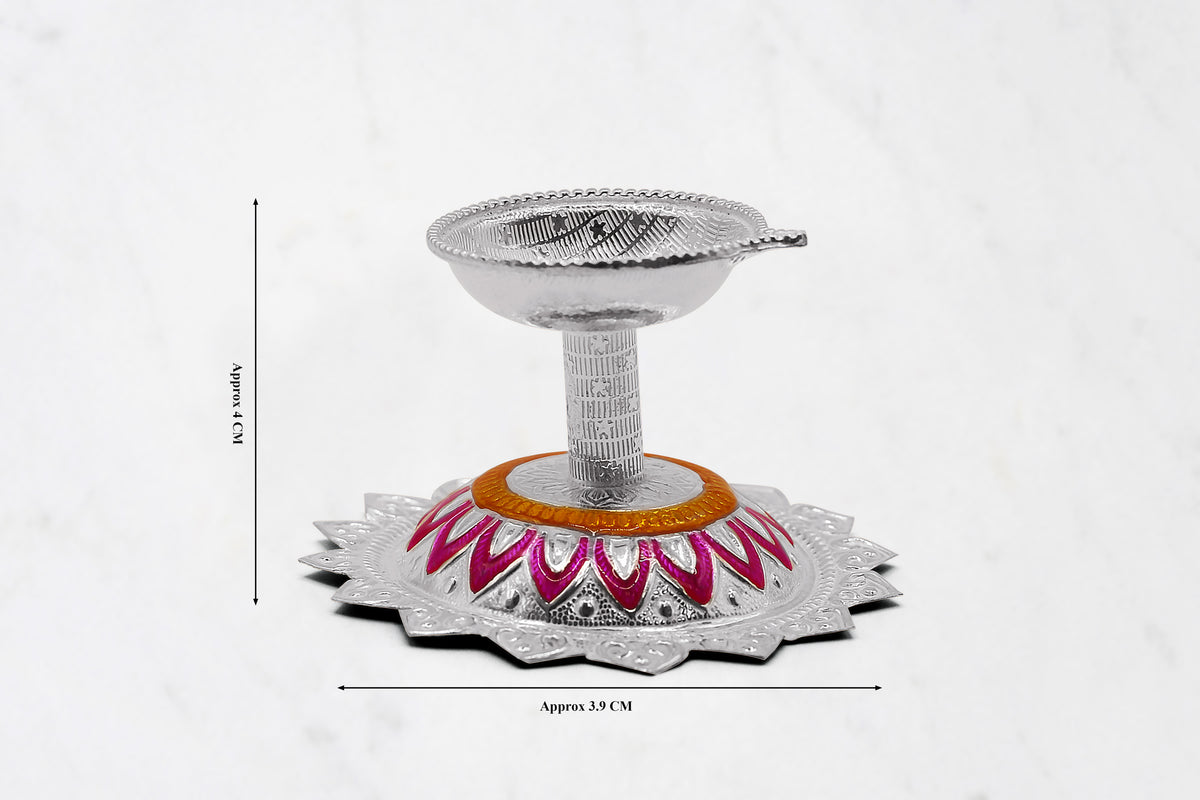 Pink and Yellow Meenakari Diya