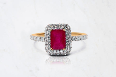 Rectangle hot sale ruby ring