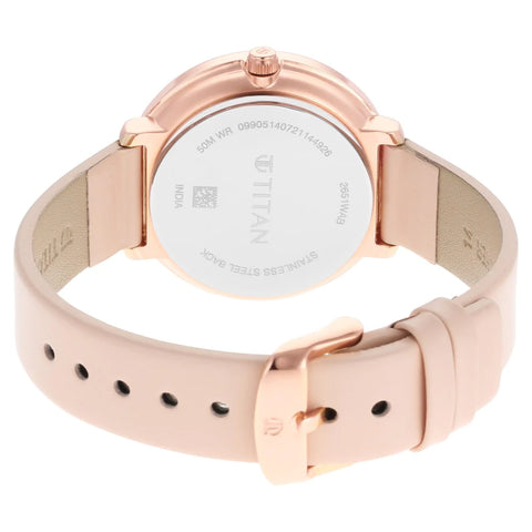 Workwear Rose Gold Dial Leather Strap Ladies Watch