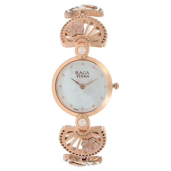 Raga Aurora Mother of Pearl Rose Gold Metal Strap Watch