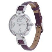 Silver Dial Leather Strap Ladies Watch