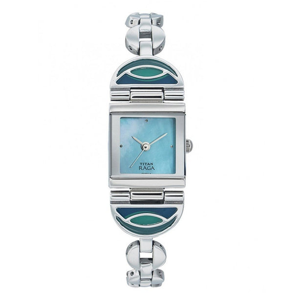 Raga Mother Of Pearl Square Blue Dial Watch
