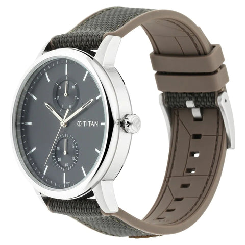 Athleisure - Silver Dial Hybrid Dark Grey Strap Watch