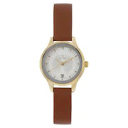 Silver Dial Brown Leather Strap Ladies Watch