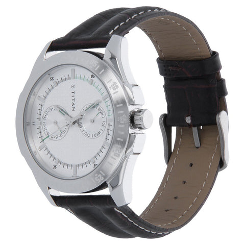 Octane Silver Dial Brown Leather Strap Watch