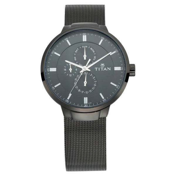 Titan black sales metal strap watches