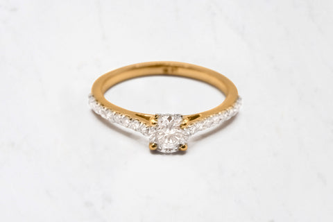 Round Brilliant Cut Diamond Ring With Shoulder Diamonds - 0.50ct (Lab Grown)