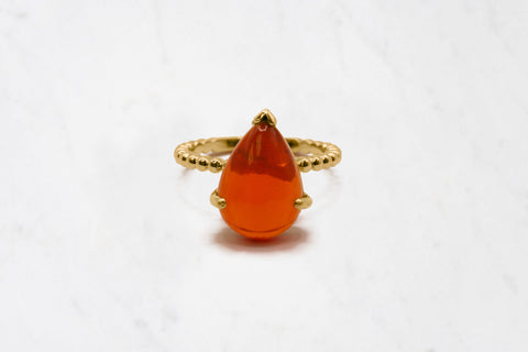 Orange Teardrop Opal Ring