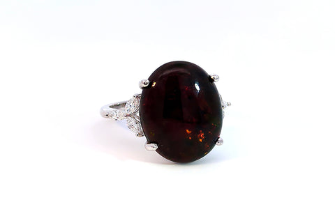 Black Opal and Diamond Ring - 0.27ct