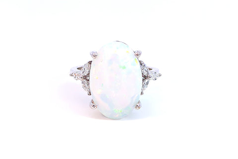 Oval Opal and Diamond Ring - 0.28ct