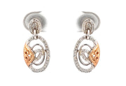 Twirled Diamond and Rose Gold Drop Earrings
